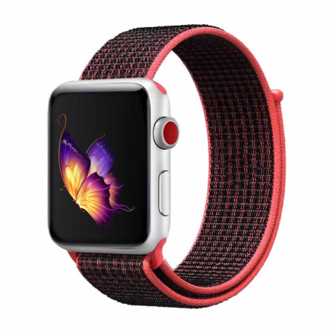 Ремінець Nylon loop на Apple Watch 38/40/41mm Crimson black